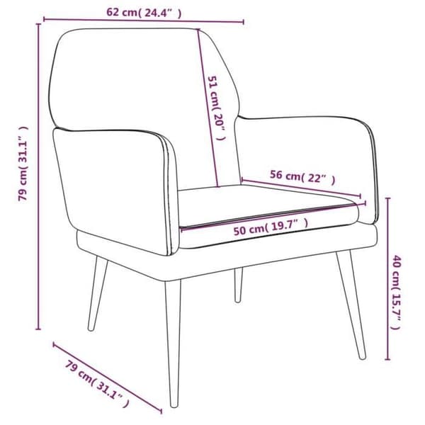 351380 vidaXL Fåtölj Crème 62x79x79 cm Sammet