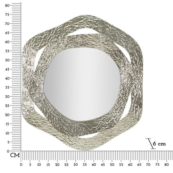 Väggspegel i silverfärgad metall 66x6x75 cm