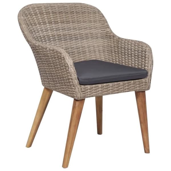 vidaXL Utestolar med Dynor 2 st Poly Rotting Brun
