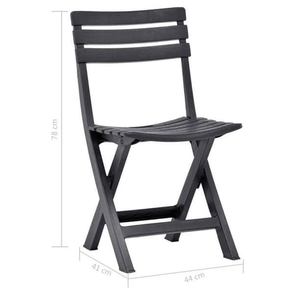 vidaXL Fällbara trädgårdsstolar set om 2 Plast Anthracite 48787
