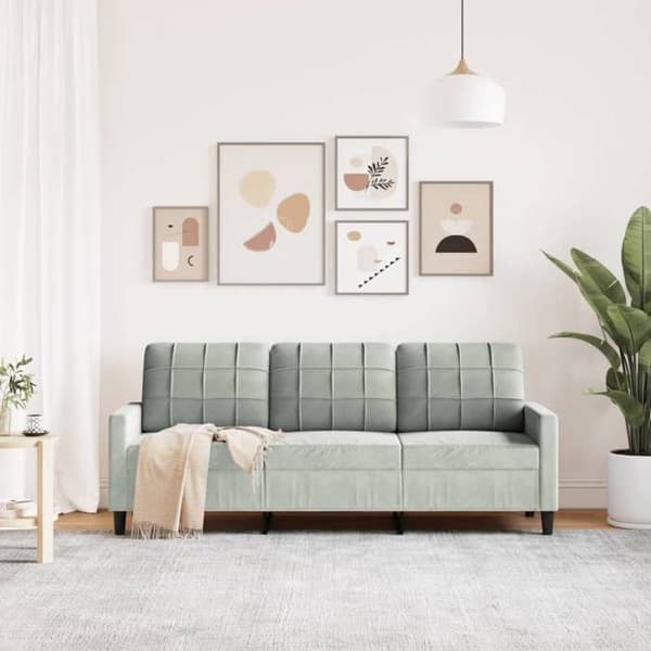 vidaXL 3-sitssoffa Ljusgrå 180 cm Sammet 4007634