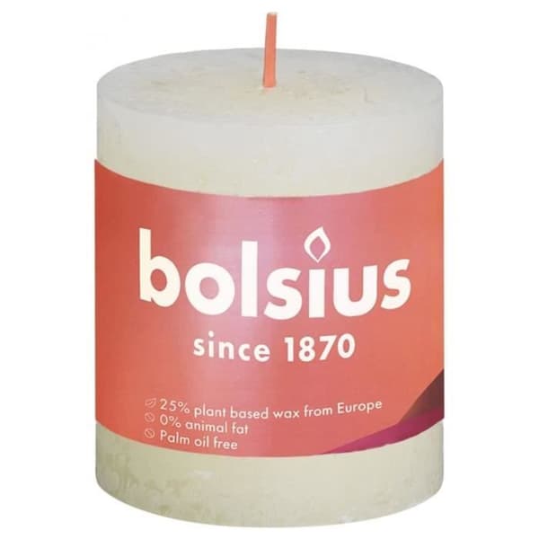 Bolsius Rustic Shine Pillar Candles 6 st 80x68 mm Soft Pearl