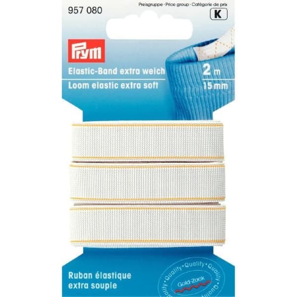 PRYM Elastiskt band 15 mm Vit