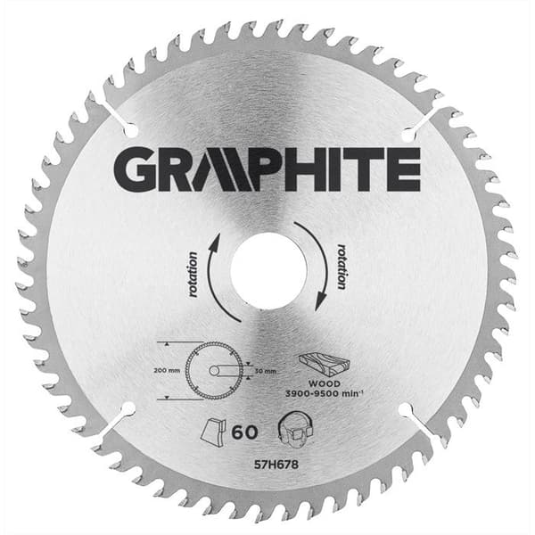 Sågblad - GRAPHITE - 200 x 30 mm - 60 tänder - MN65 stållegering - Precisionsskärning trä