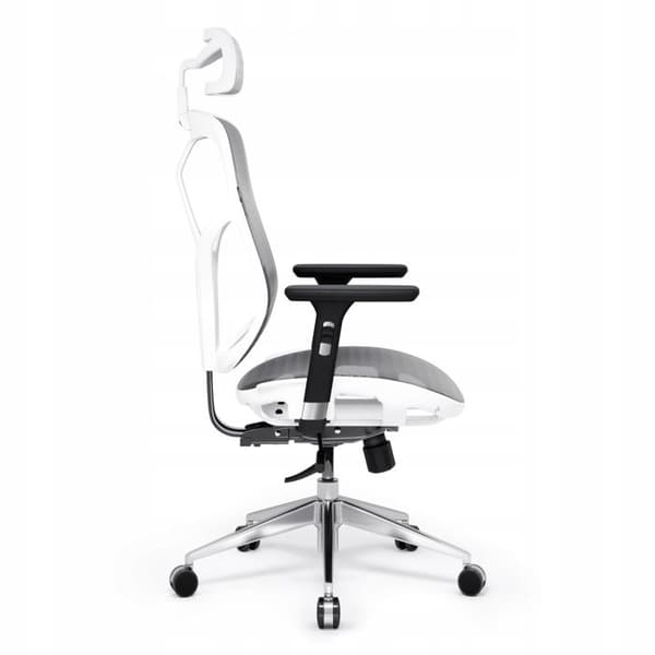 Diablo V-Basic Ergonomic Office Chair 3D Andas Mesh Justerbara Armstöd (Vit-Grå)