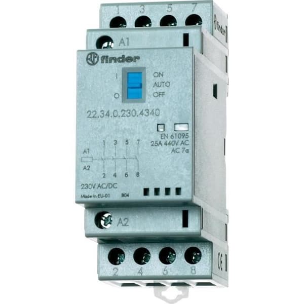Modulär kontaktor 3 NO (E)/1 NC (R) 25 A Finder 22.34.0.024.4740