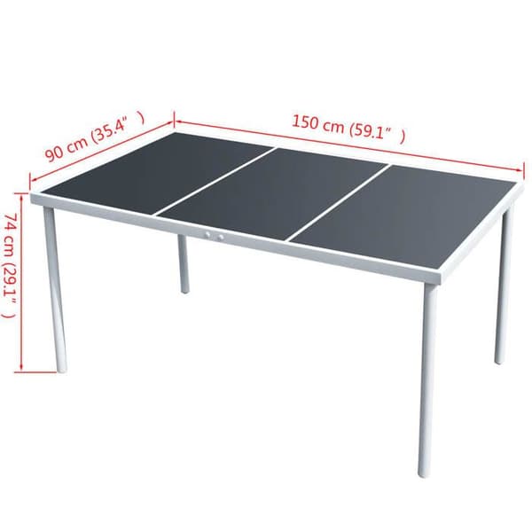 vidaXL Trädgårdsbord 150x90x74 cm Svart Stål