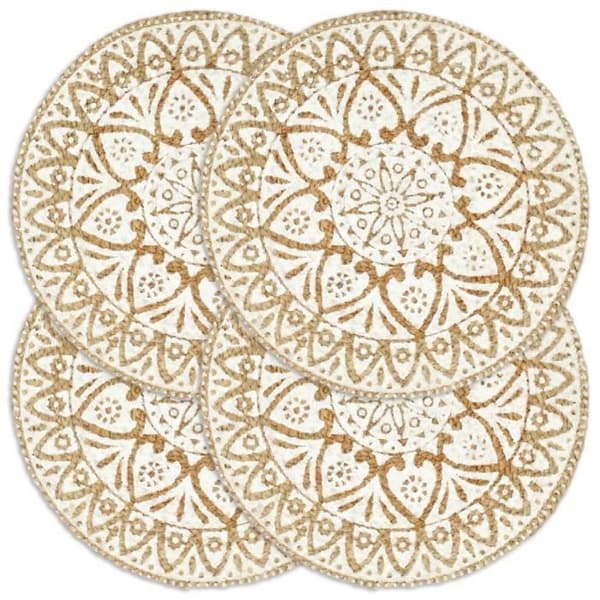Napperons - vidaXL - 4 st - Vit - Jute - Rund 38 cm