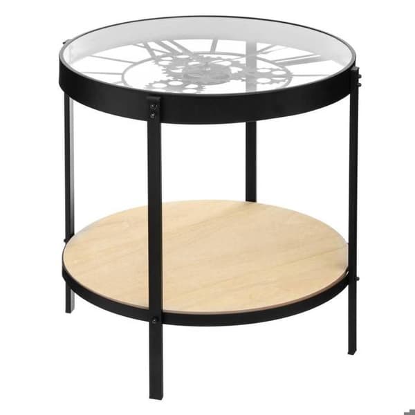 Svart sidobord klocka D51cm - Atmosphera Inredningsdesigner