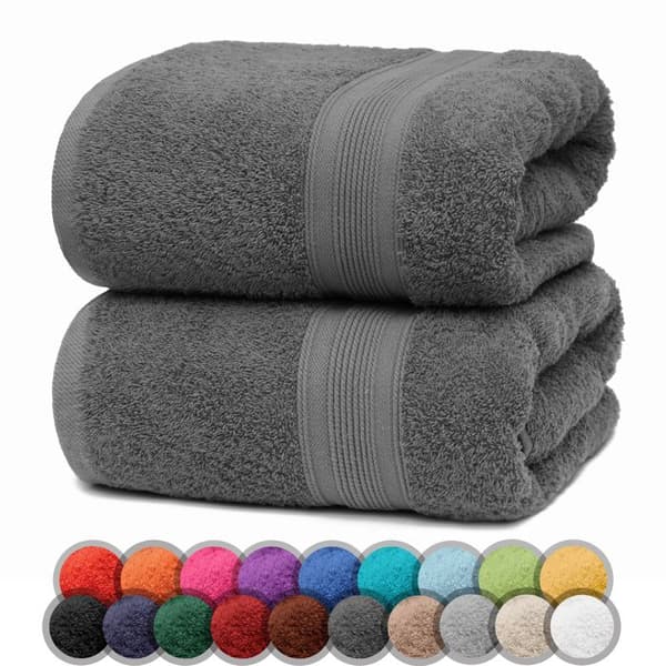 Frottéhanddukar 2-pack 70x140cm, 100% bomull, antracitgrå.