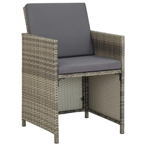 vidaXL Trädgårdsstolar set om 2 med kuddar Flätad resin Grå 311907