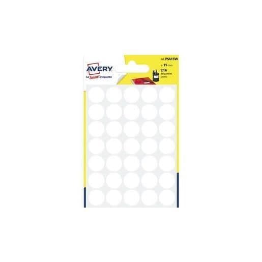 Pastiller Ø15 mm AVERY - Förpackning med 216, handskrift, vit