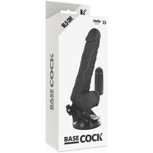 TELEKONTROLL BASCOK REALISTISK VIBRATOR SVART 18.5CM