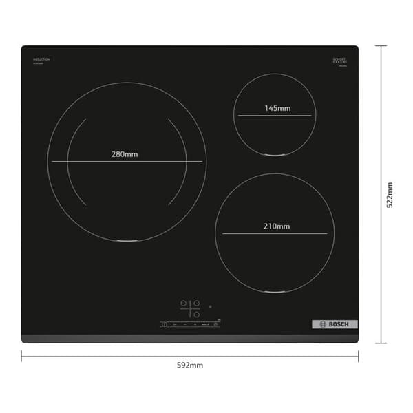 Bosch Serie 4 induktionshäll PUJ631BB5E - Svart - 59,2 cm - 3 zoner