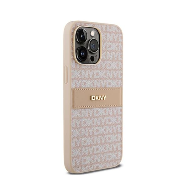 Smartphonefodral - DKNY - iPhone 14 Pro - Läder - Mono Stripe - Metalllogo