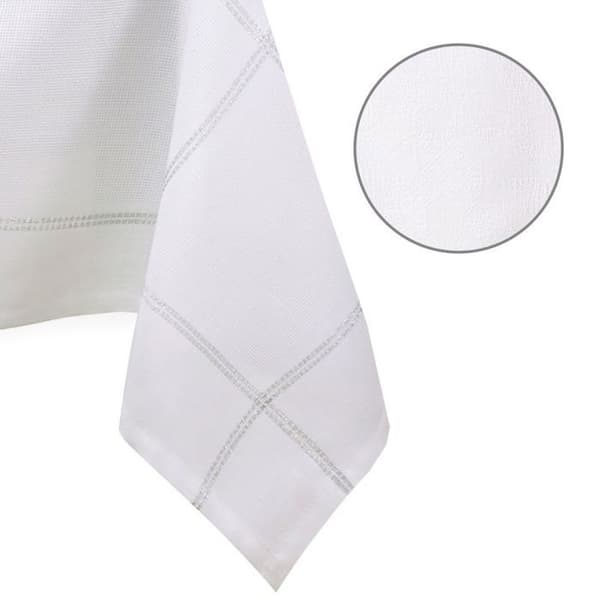 Rektangulär duk Antony 130x160 cm vit slät klassiskt mönster - polyester fläckavvisande OEKO-TEX