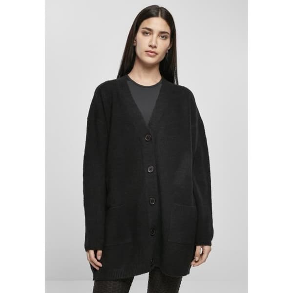 Urban Classics Chunky Fluffy Knit damkofta - svart - M