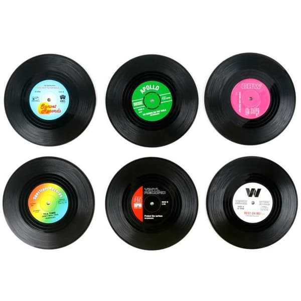 TRIXES Set med 6 olika retro vinylunderlägg