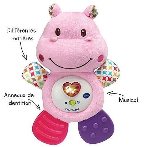 VTECH BABY - Croc'Hippo Rattle - Rosa texturerad mjukleksak