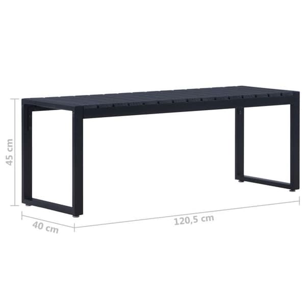 vidaXL Trädgårdsbänk 120,5 cm Panel PS Svart 49492