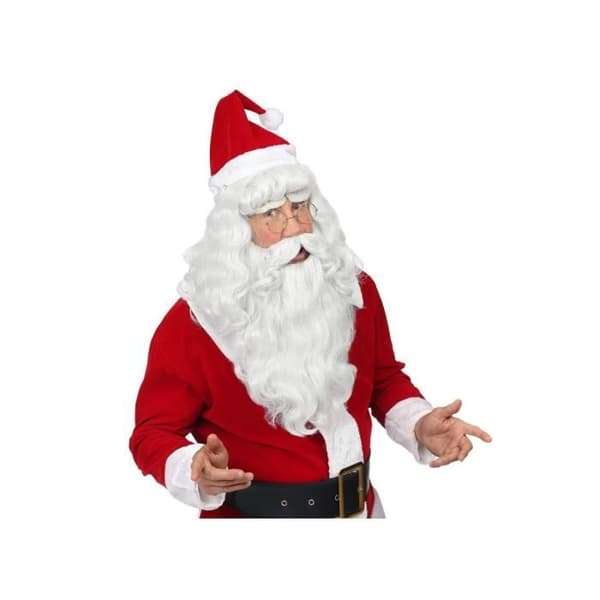 Peruk - Jultomte - Vit - Set med skägg och mustasch - Syntetisk