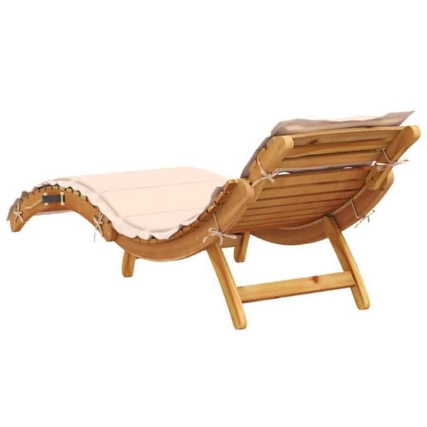 vidaXL Chaise longue med beige kudde i solid akaciaträ 367635