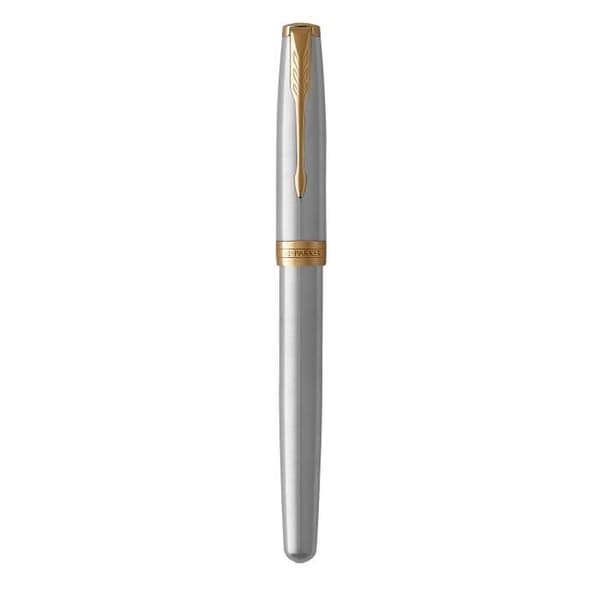 Stylo roller - PARKER - Sonnet - Rostfritt stål - Guld attributer - Fin spets