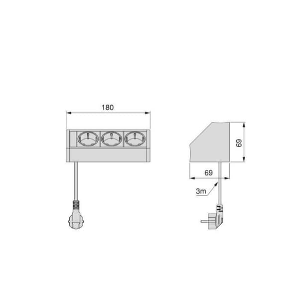 Emuca V Dock Multiconnector, mattanodiserad, plast och aluminium.