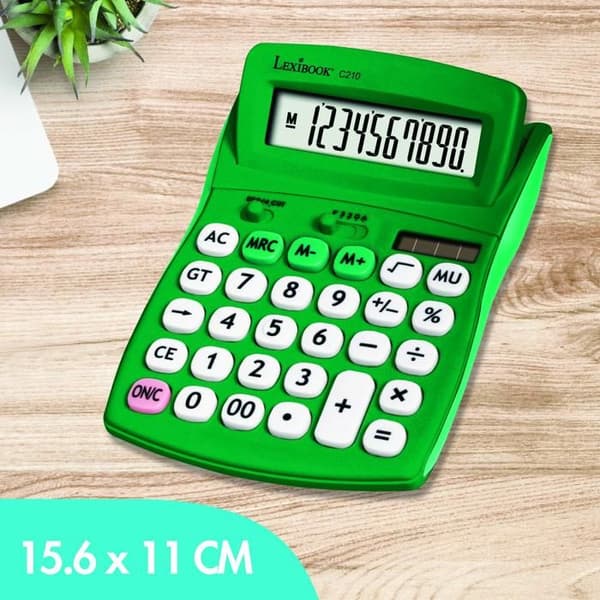 Grön skrivbordskalkylator 10 siffror