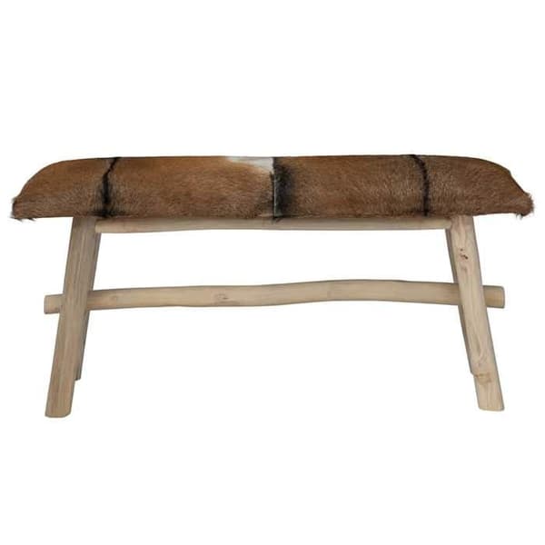 vidaXL bänk i äkta läder teak