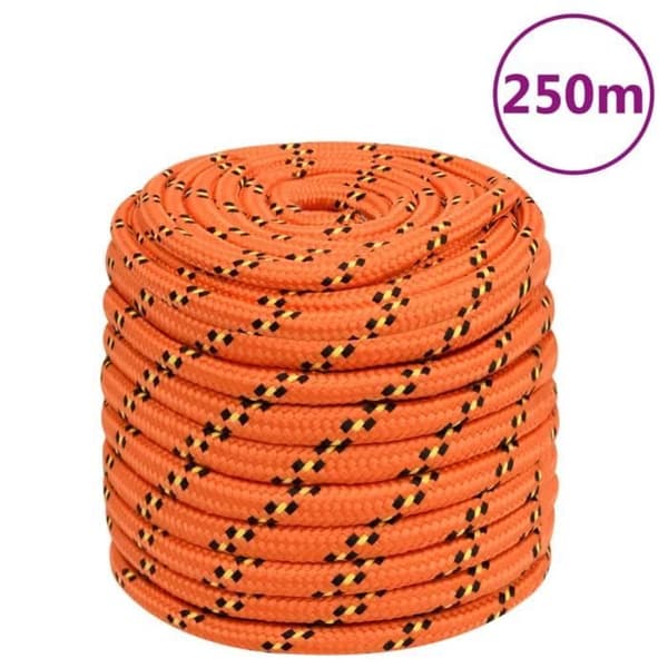 152681 vidaXL Båtrep Orange 16 mm 250 m Polypropen