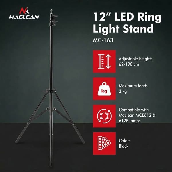Stativ för ringljus 12" Maclean MC-163 LED max 190 cm