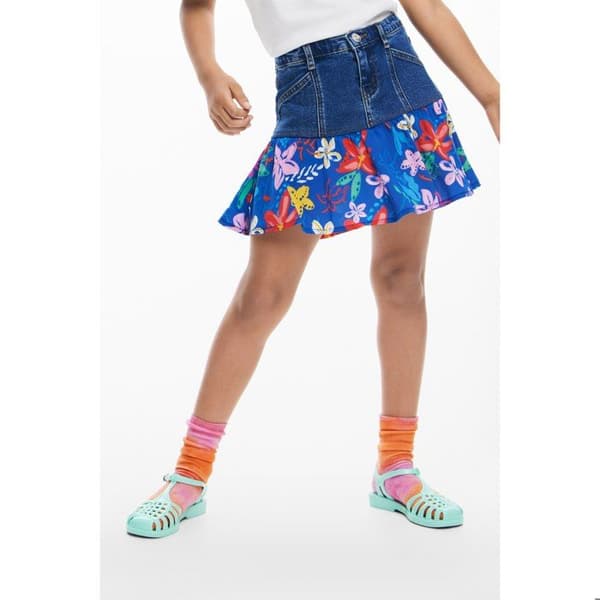Desigual Mini-kjol May flicka blå – trendig kort elastisk kjol