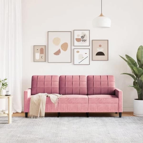vidaXL Soffa 3-sits Rosa 180 cm Sammet 4007637