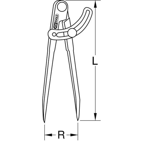 Compas - KS Tools - 300.0416 - Stål - Grå - Vinkel och nivå