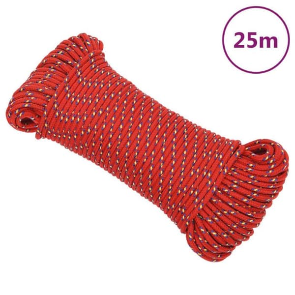 152385 vidaXL Båtrep Röd 5 mm 25 m Polypropen