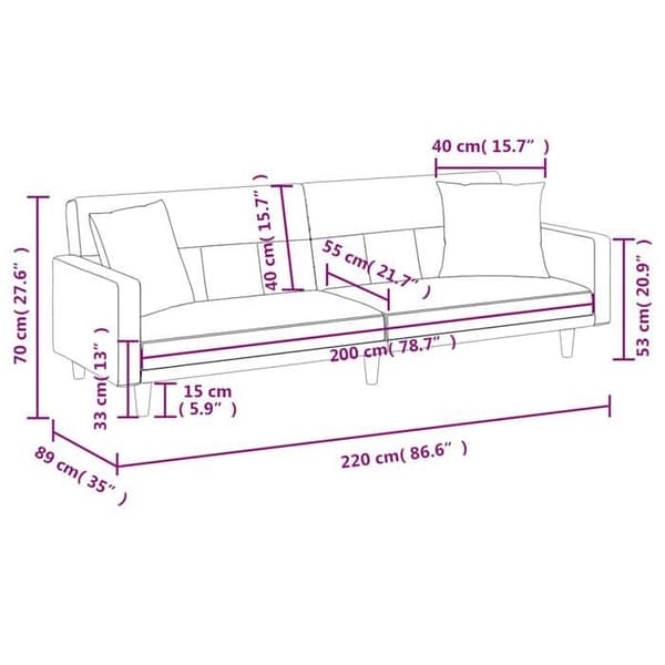 vidaXL Sängsoffa med kuddar taupe tyg 351880