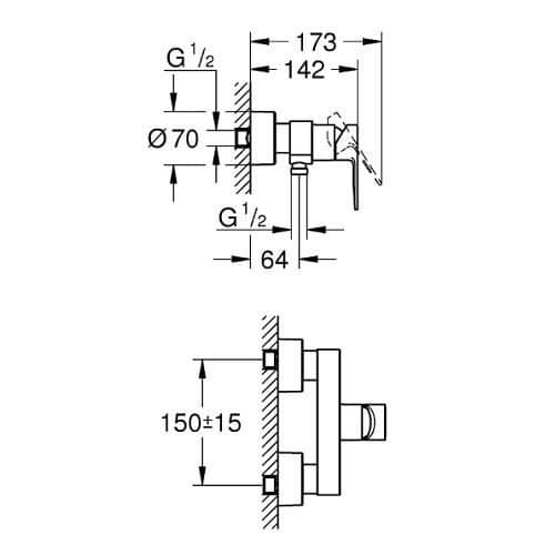 GROHE - Lineare väggmonterad duschblandare