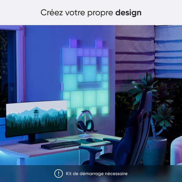Extensionskit - NANOLEAF - Block - 2 Texturerade Rutor - Färggilt LED-belysning - 3D-design