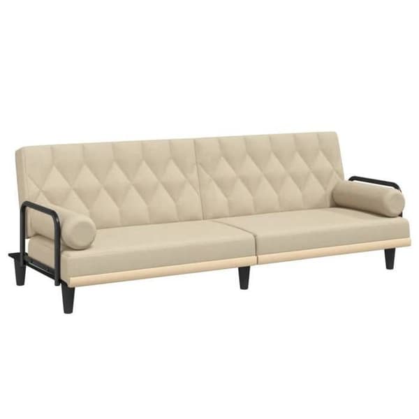 vidaXL Sängsoffa med armstöd krämfärgad tyg 351940
