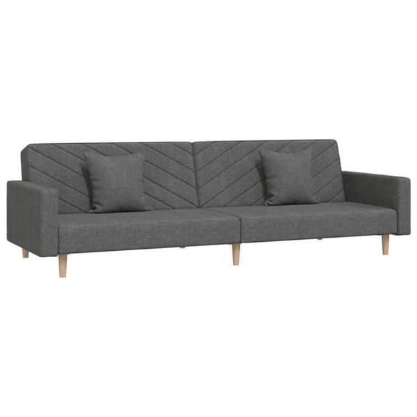 vidaXL 2-sits bäddsoffa med två kuddar mörkgrå tyg 375900