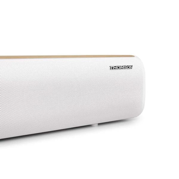 Thomson SB401BT soundbar i vit och träfinish