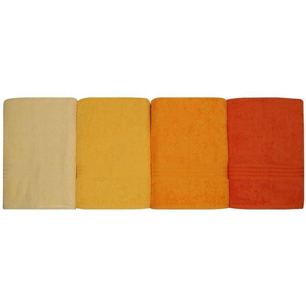 Set med 4 badhanddukar - 70 x 140 cm - Gul