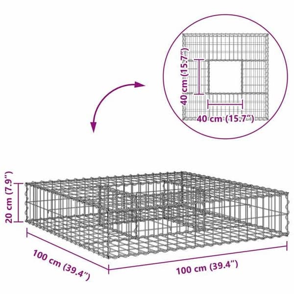 vidaXL Hög säng gabion Silver 42033316