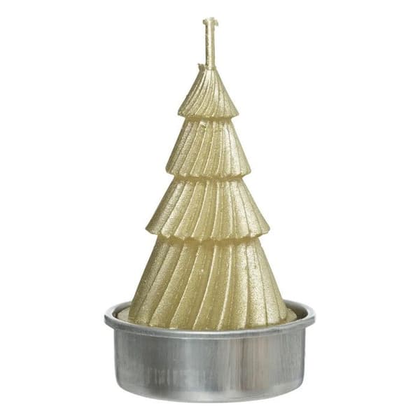 Set med 4 värmeljus "Gran" 6cm Guld