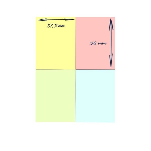 Post-it-lappar - Mini block - 4 pastellfärger - 400 ark - 3,75 x 5 cm