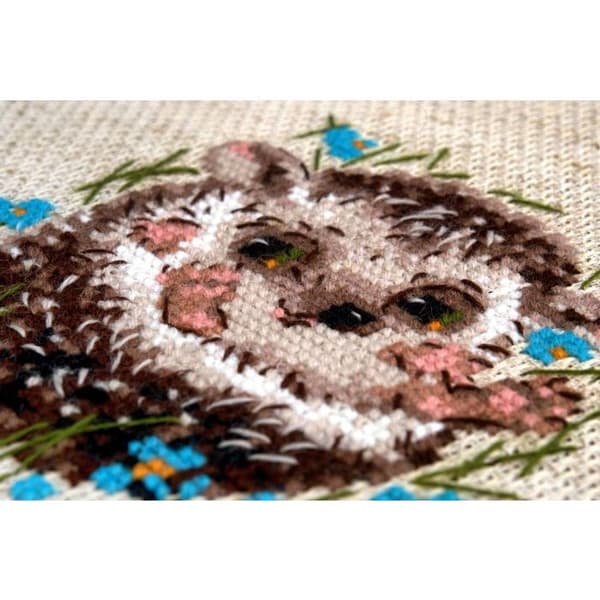 Kit för broderi med korsstygn Riolis - Liten igelkott 13x13 cm