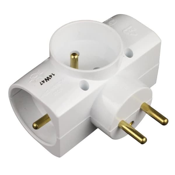 ZENITECH side triplite - Vit - 3 2P+E uttag - Barnsäkerhet - NF standard