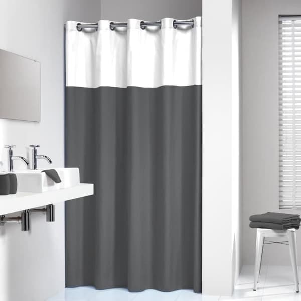 SealSkin dubbel duschdraperi 180x200 cm grå och vit i polyester och bomull