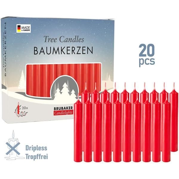 Julbitar - BRUBAKER - Förpackning med 20 - Vax - Ø 1,25 cm - Röd
